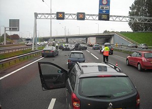Accident on the A16 motorway in Rotterdam